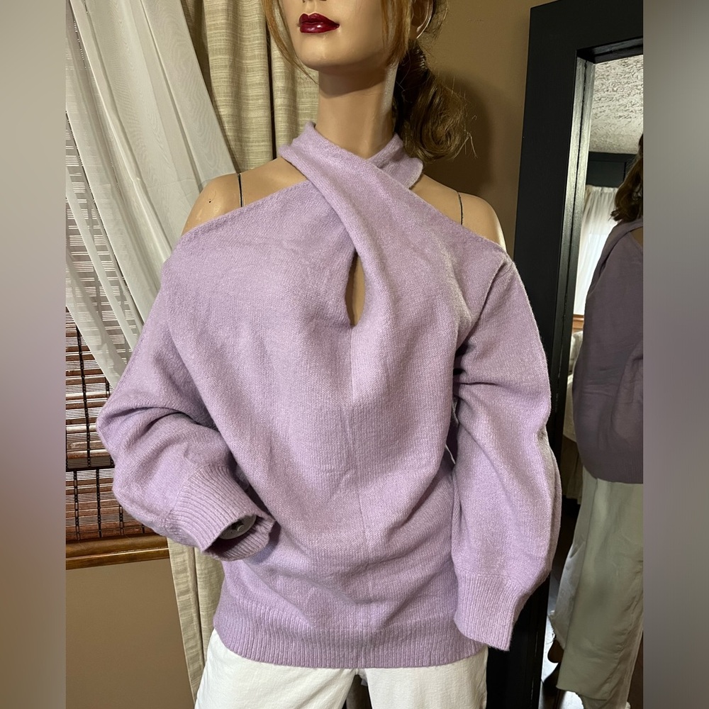 Sweater Twist Neck Lavender Medium Large NWT